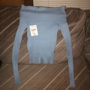 Off the shoulder blue long sleeve